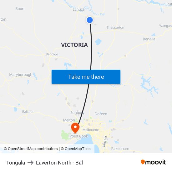 Tongala to Laverton North - Bal map