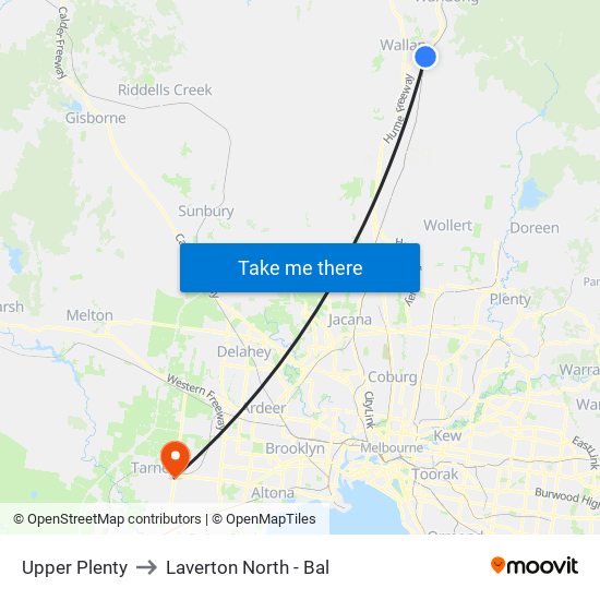 Upper Plenty to Laverton North - Bal map