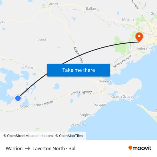 Warrion to Laverton North - Bal map