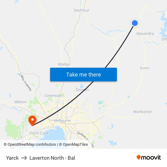 Yarck to Laverton North - Bal map