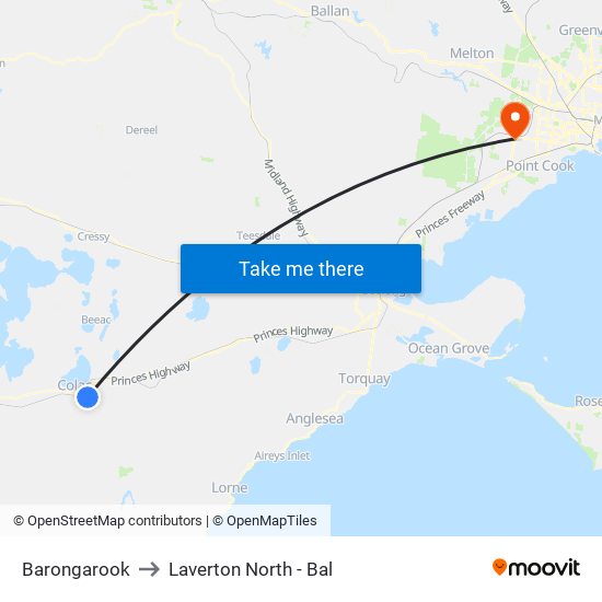 Barongarook to Laverton North - Bal map