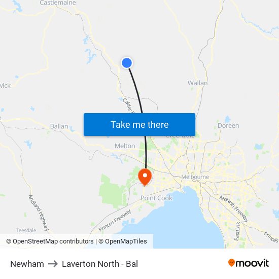 Newham to Laverton North - Bal map