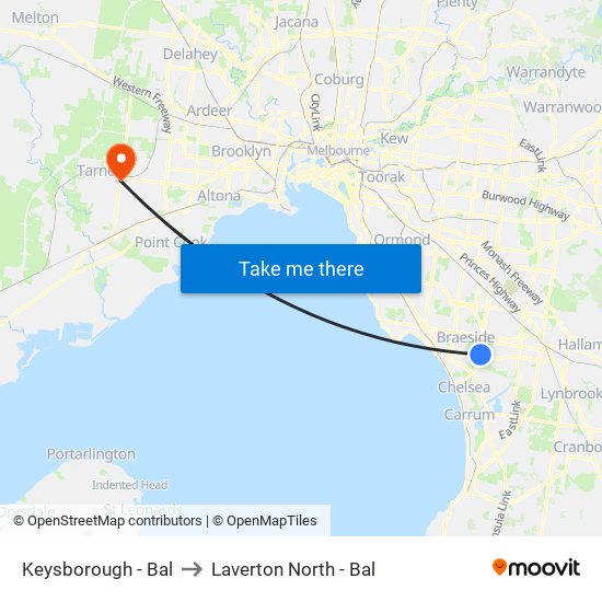 Keysborough - Bal to Laverton North - Bal map