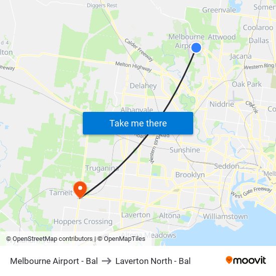 Melbourne Airport - Bal to Laverton North - Bal map