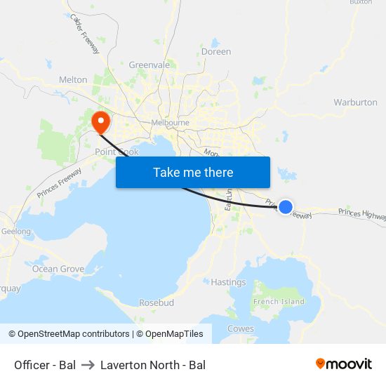 Officer - Bal to Laverton North - Bal map
