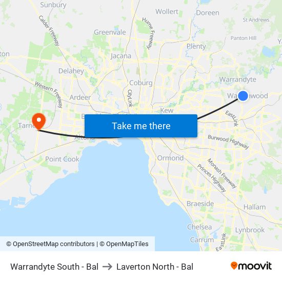 Warrandyte South - Bal to Laverton North - Bal map