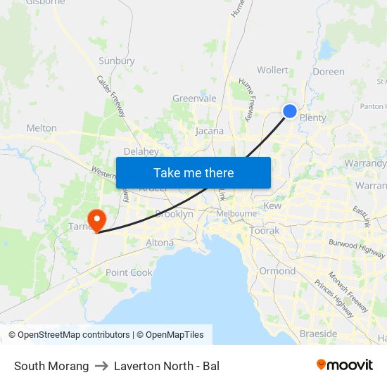 South Morang to Laverton North - Bal map