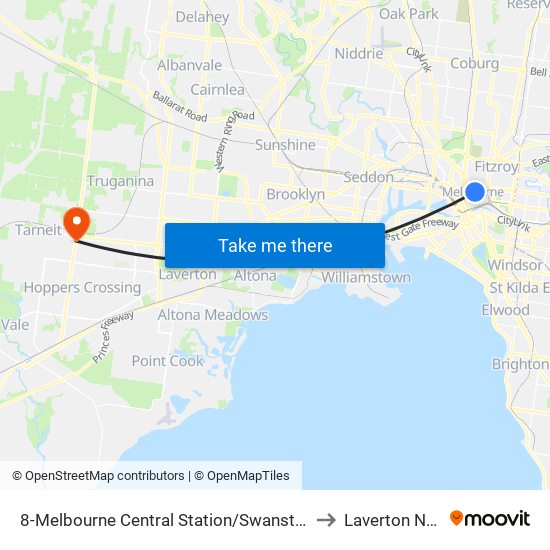 8-Melbourne Central Station/Swanston St (Melbourne City) to Laverton North - Bal map