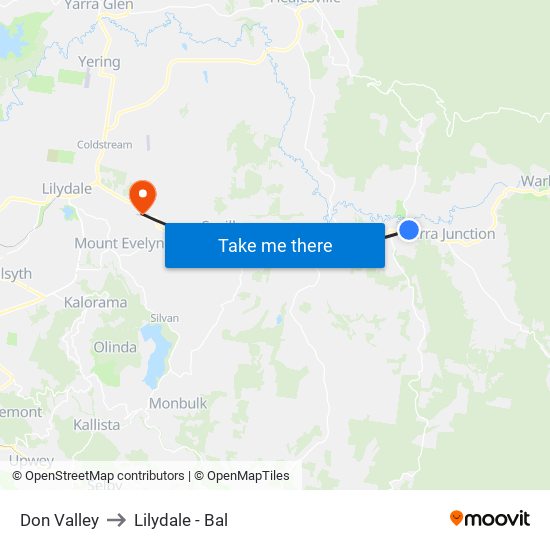 Don Valley to Lilydale - Bal map