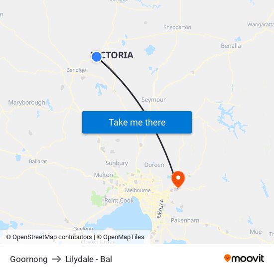 Goornong to Lilydale - Bal map