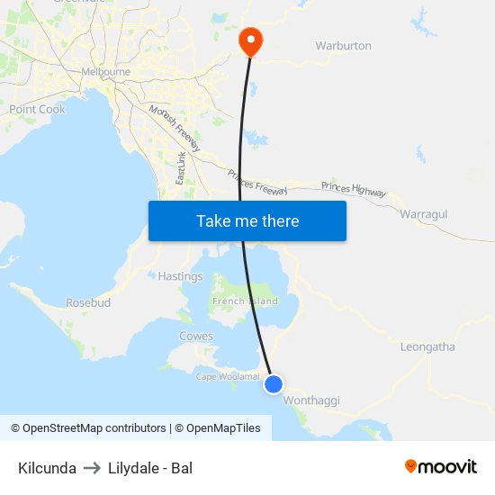 Kilcunda to Lilydale - Bal map