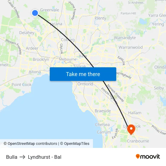 Bulla to Lyndhurst - Bal map