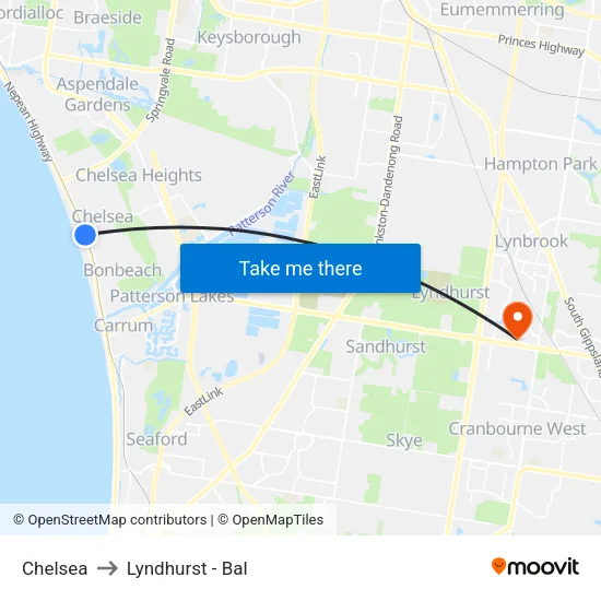 Chelsea to Lyndhurst - Bal map