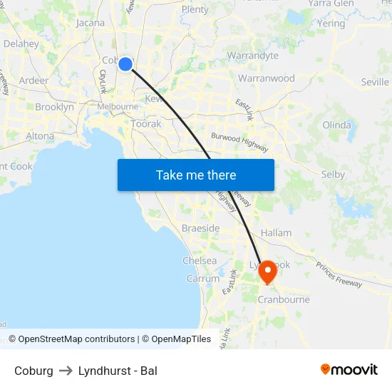 Coburg to Lyndhurst - Bal map
