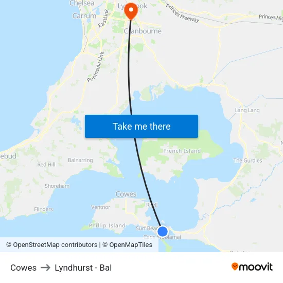 Cowes to Lyndhurst - Bal map