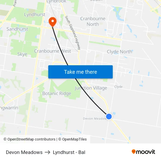 Devon Meadows to Lyndhurst - Bal map