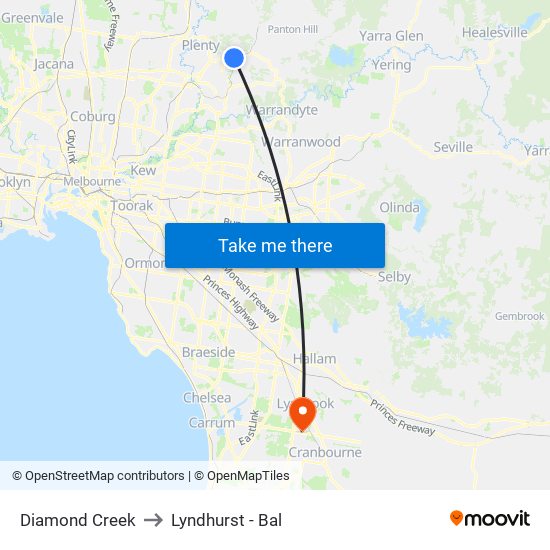 Diamond Creek to Lyndhurst - Bal map