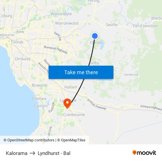 Kalorama to Lyndhurst - Bal map