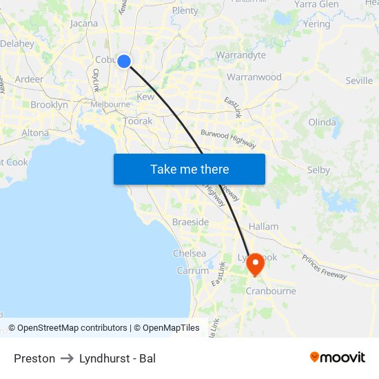 Preston to Lyndhurst - Bal map