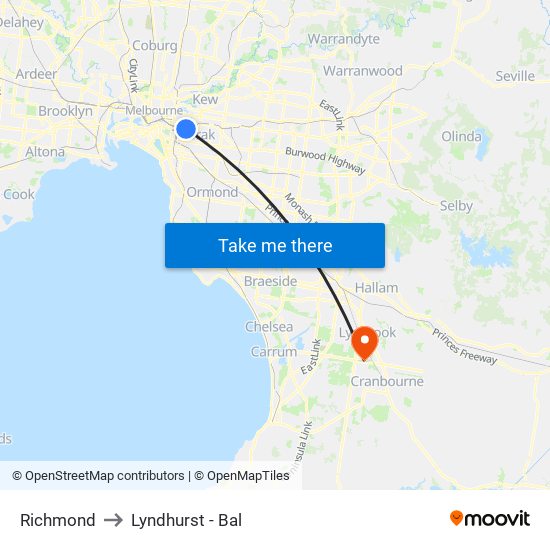 Richmond to Lyndhurst - Bal map