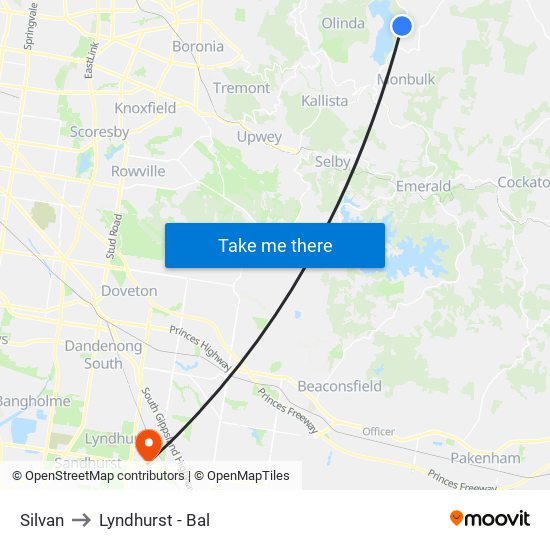 Silvan to Lyndhurst - Bal map