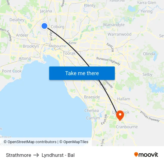 Strathmore to Lyndhurst - Bal map