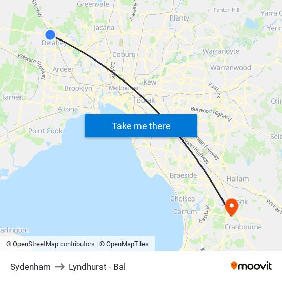 Sydenham to Lyndhurst - Bal map