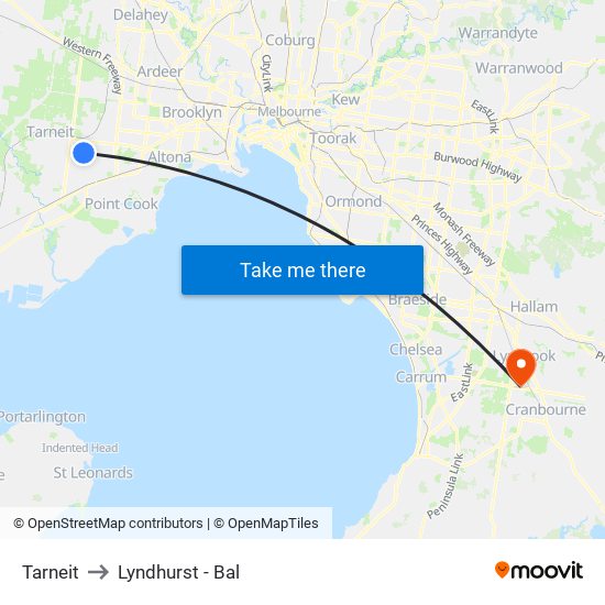 Tarneit to Lyndhurst - Bal map