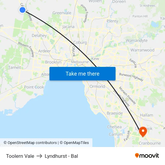 Toolern Vale to Lyndhurst - Bal map