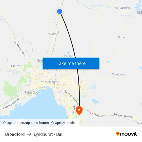 Broadford to Lyndhurst - Bal map