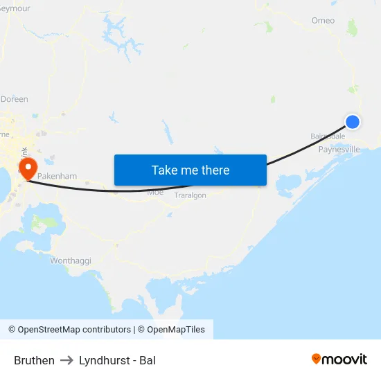Bruthen to Lyndhurst - Bal map