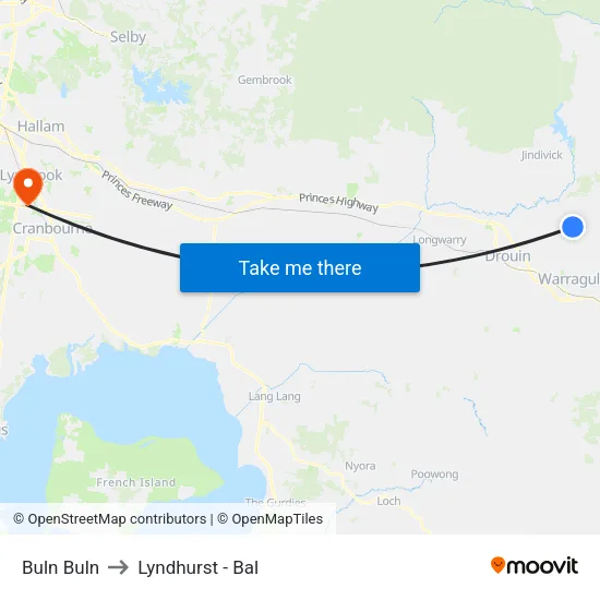 Buln Buln to Lyndhurst - Bal map