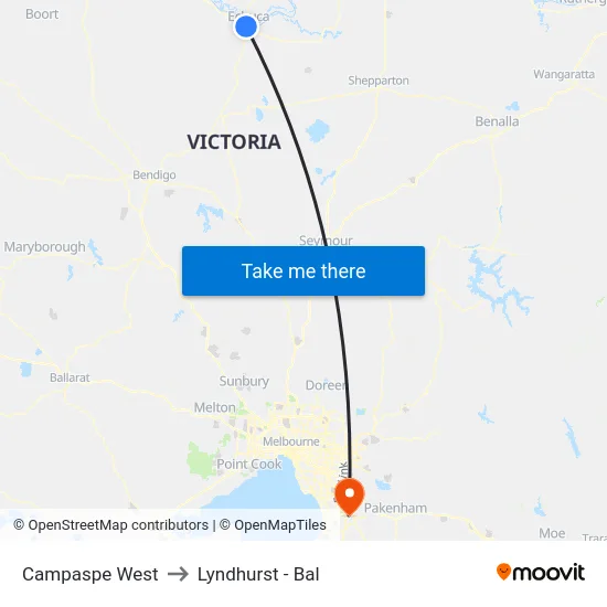 Campaspe West to Lyndhurst - Bal map