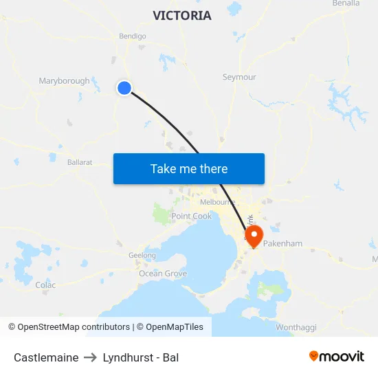 Castlemaine to Lyndhurst - Bal map
