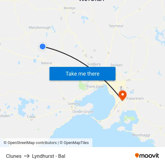 Clunes to Lyndhurst - Bal map