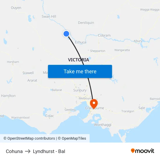 Cohuna to Lyndhurst - Bal map