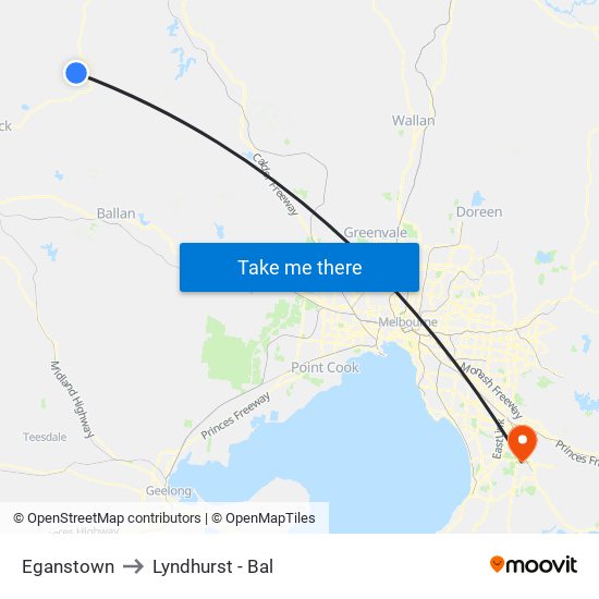 Eganstown to Lyndhurst - Bal map