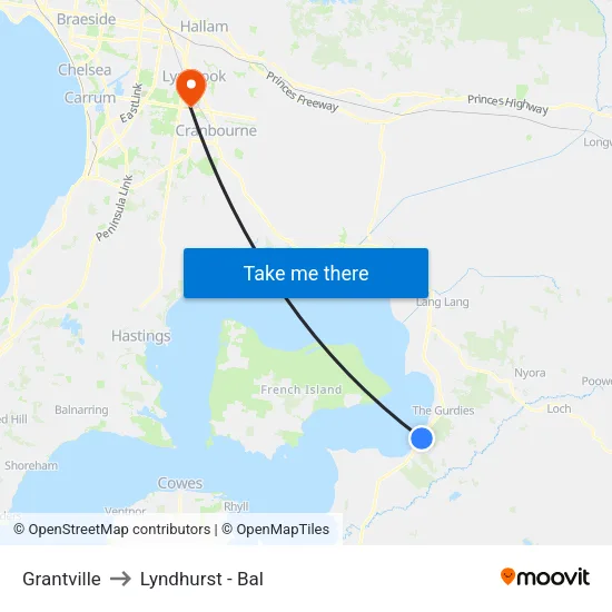 Grantville to Lyndhurst - Bal map