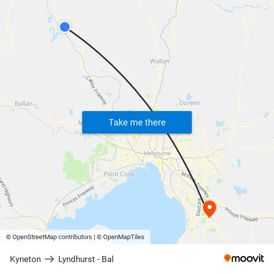 Kyneton to Lyndhurst - Bal map