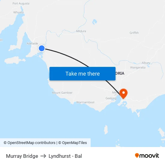 Murray Bridge to Lyndhurst - Bal map