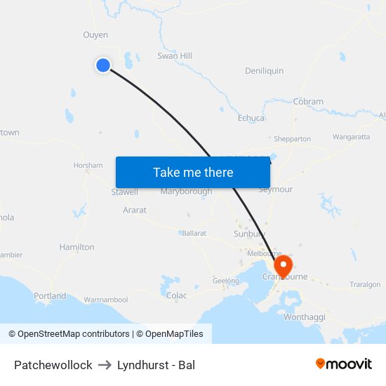 Patchewollock to Lyndhurst - Bal map