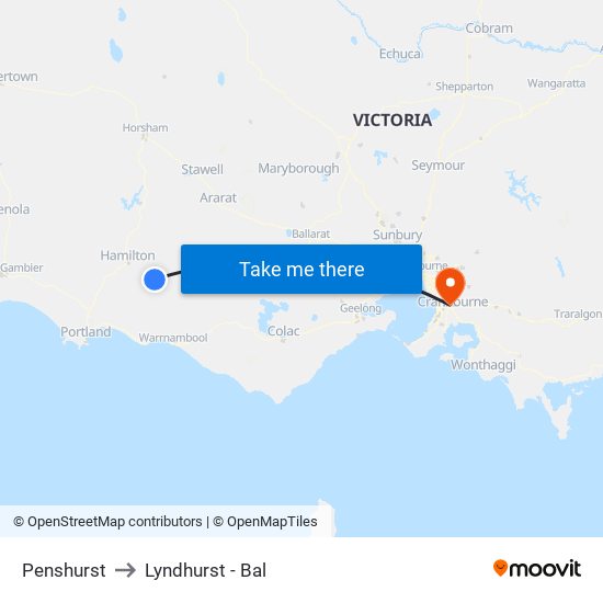 Penshurst to Lyndhurst - Bal map