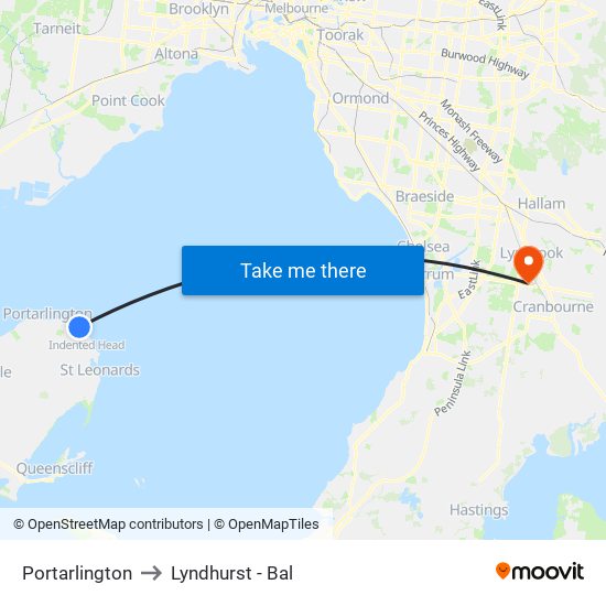 Portarlington to Lyndhurst - Bal map