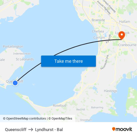 Queenscliff to Lyndhurst - Bal map