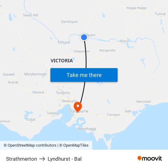 Strathmerton to Lyndhurst - Bal map