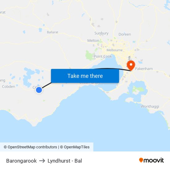 Barongarook to Lyndhurst - Bal map