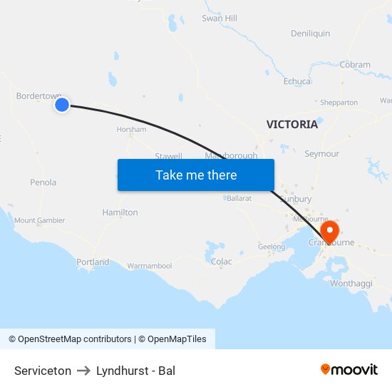 Serviceton to Lyndhurst - Bal map