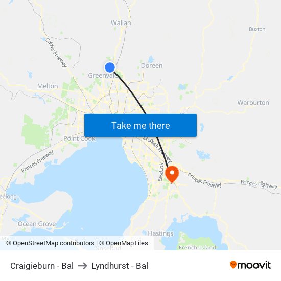 Craigieburn - Bal to Lyndhurst - Bal map