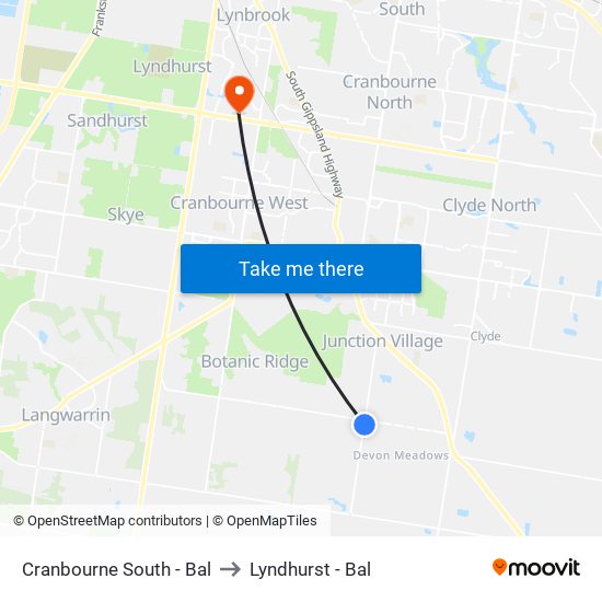 Cranbourne South - Bal to Lyndhurst - Bal map