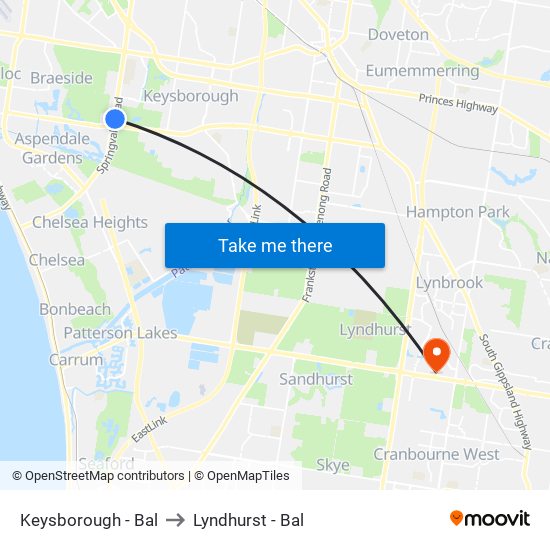 Keysborough - Bal to Lyndhurst - Bal map